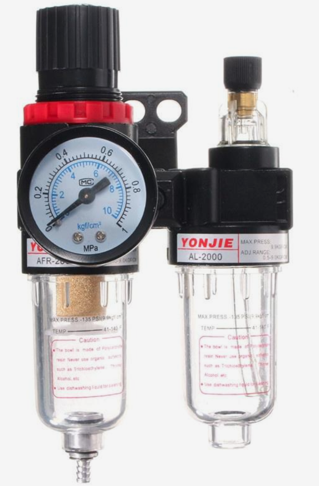 Filtru compresor cu regulator de presiune ulei/apă și separator aer
